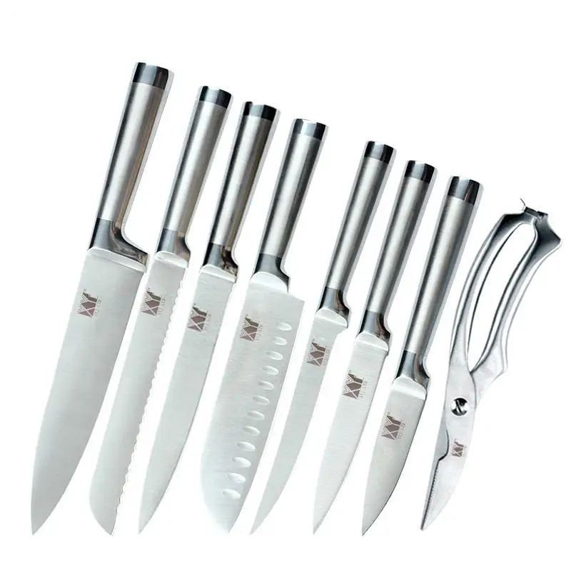 A.8 Pcs Set XYj набор кухонных ножей из нержавеющей стали для очистки фруктов утилита сантоку шеф-повара нарезка хлеба склеивание ножничный нож набор инструментов - Цвет: A.8 Pcs Set
