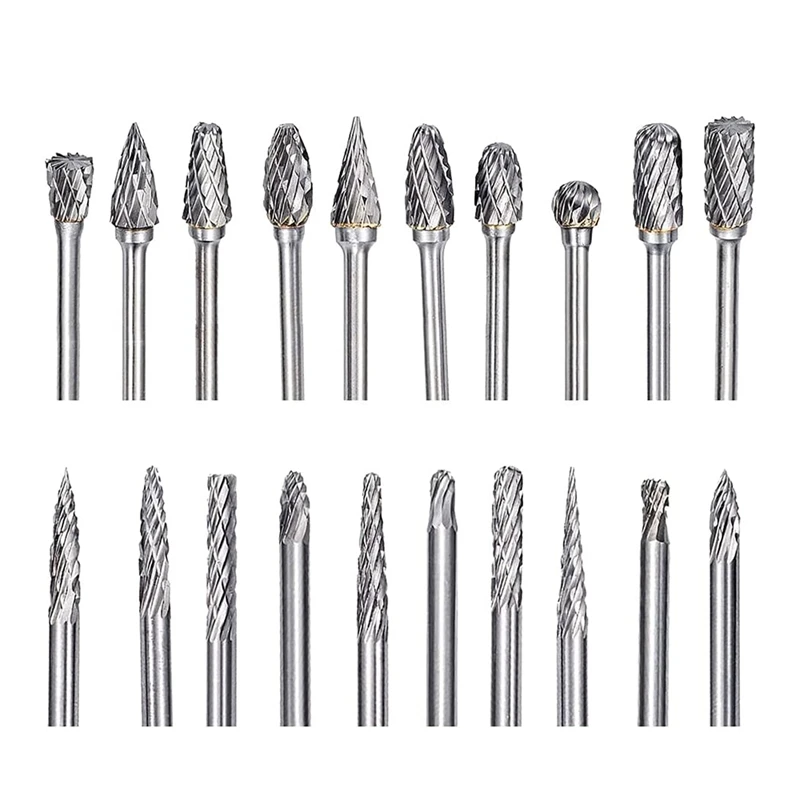 20 Pcs Carbide Double Cut for Dremel Carving Bits with 1/8 inch Shank and 1/4 inch Head Length Tungsten Carbide Rotary portable woodworking bench