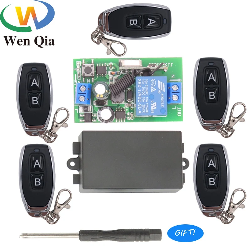 

433Mhz Universal Wireless Remote Control Switch AC 85V ~ 250V 1CH Relay Receiver Module RF Transmitter Light Lamp Bulb SmartHome