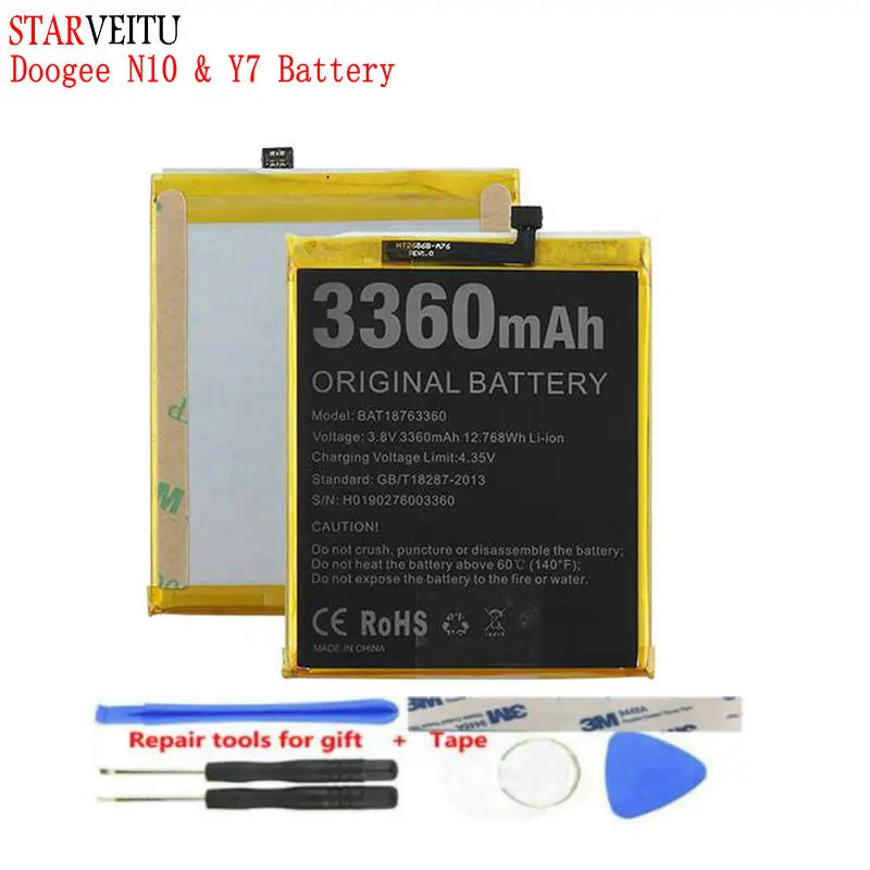 

STARVEITU Battery for Doogee N10 Y7 Original Battery Replacement Recharger Mobile Phone Big Batteries 3360mAh 100%Tested