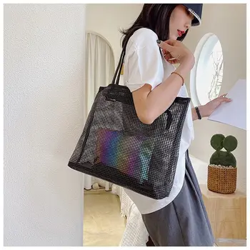 

2020 large size women handbags set hollow out beach holiday bags laser travel totes shopping bags for girls drop shipping MN1725