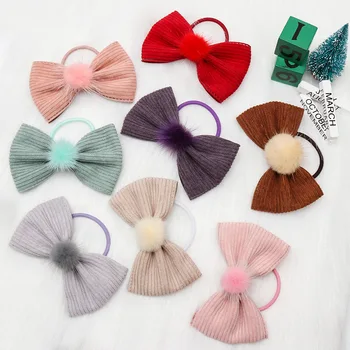 

Hot Sales Japanese and South Korean Style Girl Entirely Handmade Corduroy Furry Ball Hair Band Headdress Bobby Pin