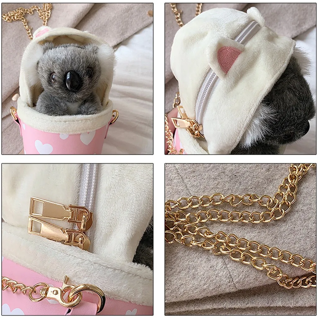 OCARDIAN сумки, Дамская мода, коала, плюшевые сумки на цепочке, сумка-мессенджер, сумка для мобильного телефона, хлопковая ткань, принт с животными, Bolsa S25