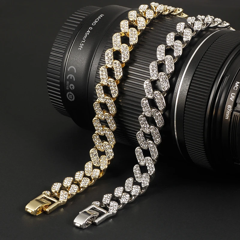 Хип хоп КУБИНСКИЙ звено цепи ожерелье с украшением в виде кристаллов