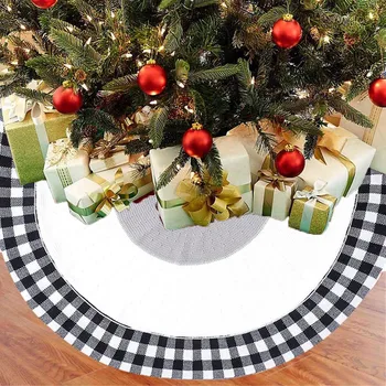 

Christmas Tree Skirts Acrylic Top Knit Black And White Checked Christmas Tree Skirt Apron Christmas Party Holiday Hoom Decoratio