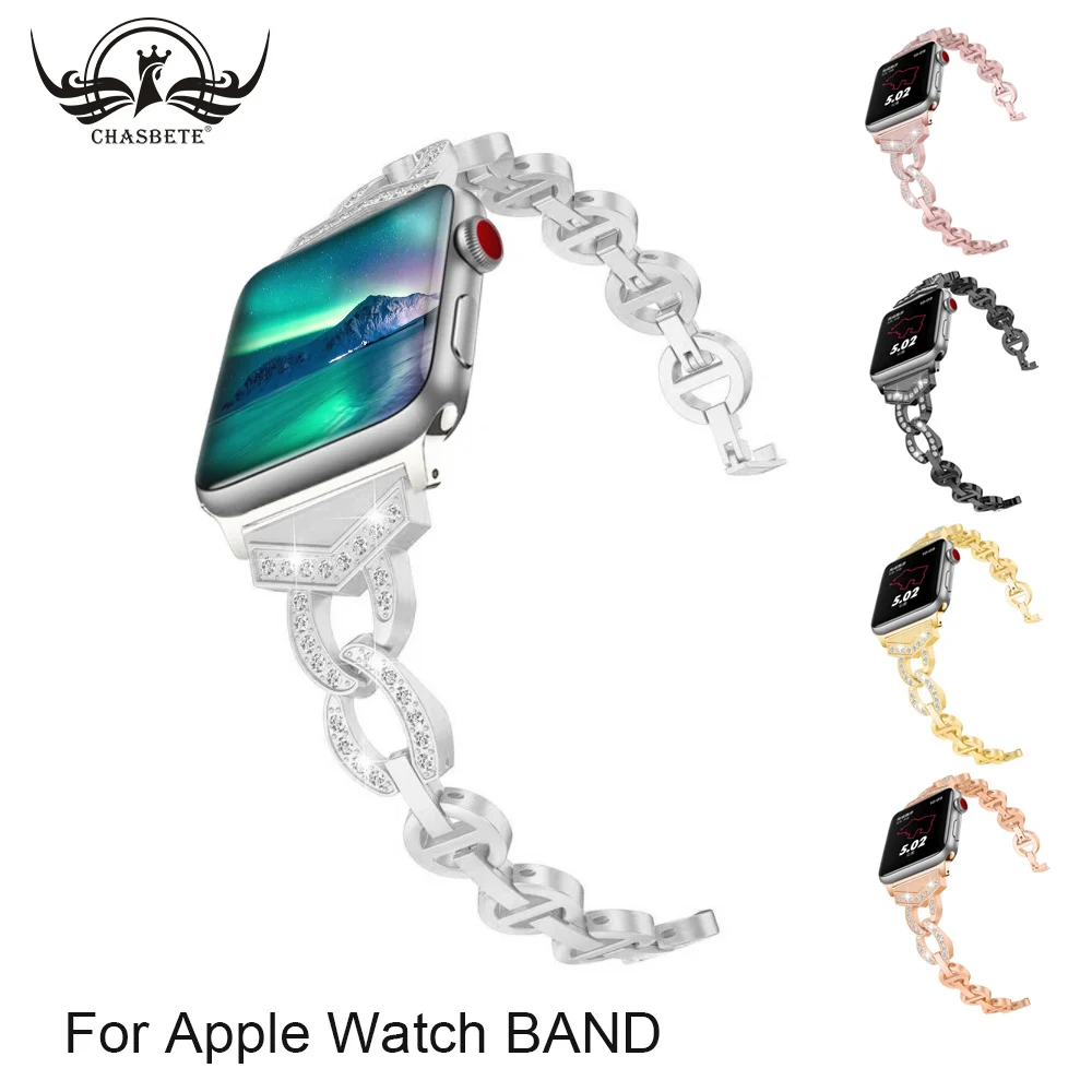 Кристальный браслет или ремешок для ручных часов Apple Series 5 4 3 2 1 38 мм 42 мм iWatch Apple Watch Band 40 мм 44 мм ремешок браслет серебристо-черный