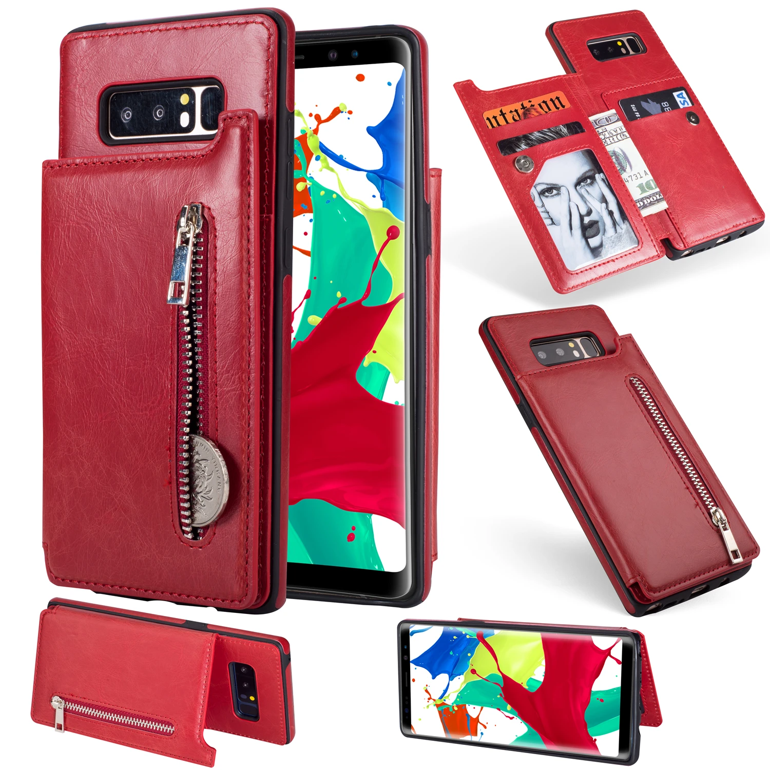Чехол-Кошелек на застежке-молнии для samsung Galaxy S10 S9 S8 Plus, чехол-книжка для телефона samsung Galaxy S10 S9 S8 Note 9 8