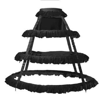 

Womens Hollow Lolita Short Birdcage Petticoat Elastic Waist 3 Hoops Pleated Ruffles A-Line Wedding Cosplay Crinoline Underskirt