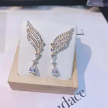 YANMEI CZ геометрические серьги для женщин полукруглый Кристалл серьга в виде колеса Роскошные Pendientes аксессуары YME9311