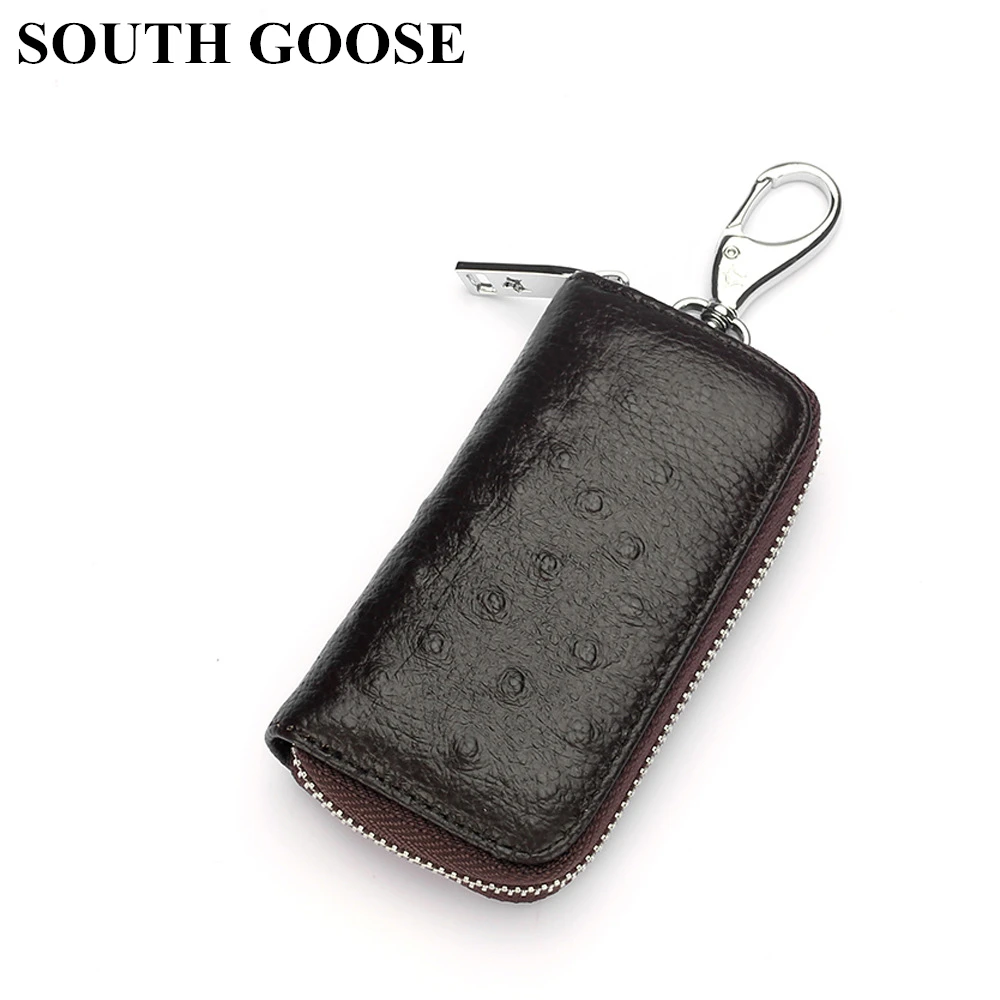 

SOUTH GOOSE Genuine Leather Key Wallets Men Retro Car Key Holders Women Housekeeper Zipper Key Case Multi Function Small Wallet
