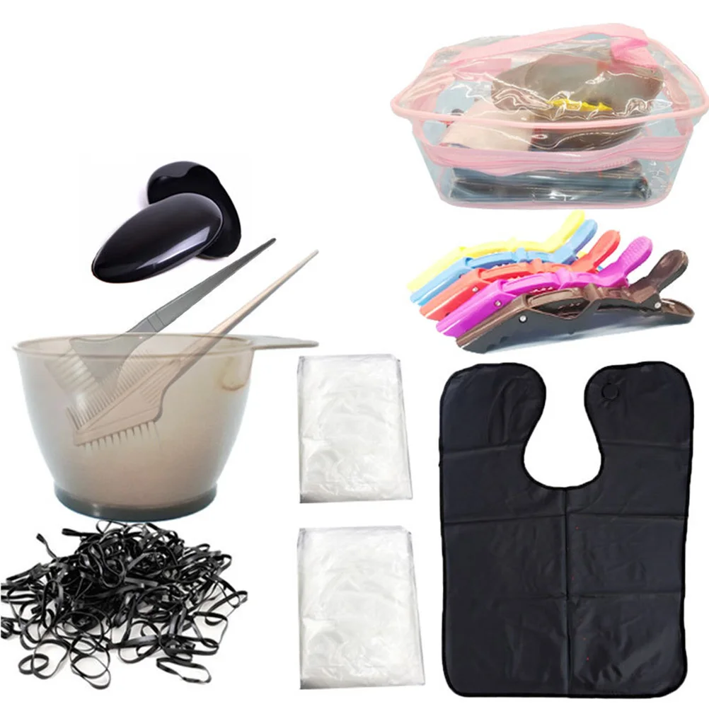 

1 Set Of Hair Coloring Kit Disposable DIY Dyeing Tool Kit Hair Tinting Mixing Bowl Comb Dye Brush Ear Caps Shower Cap Clip