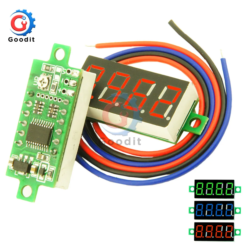 

1pcs 0.36" Mini Digital Voltmeter 4 Digit 0-100V DC Voltage Meter Panel Electric Voltage Tester Gauge Three Wires