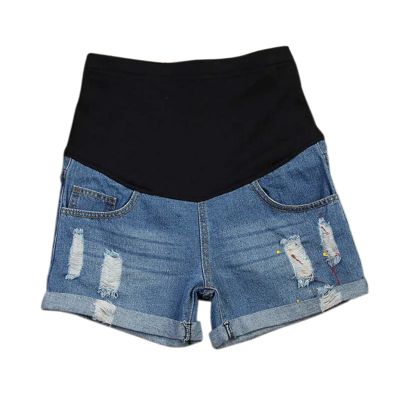 Maternity Shorts Premama with Paint Hole Maternity Jeans Short Care Belly Fashion Denim for Pregnant Trouser Lady Pants 2021