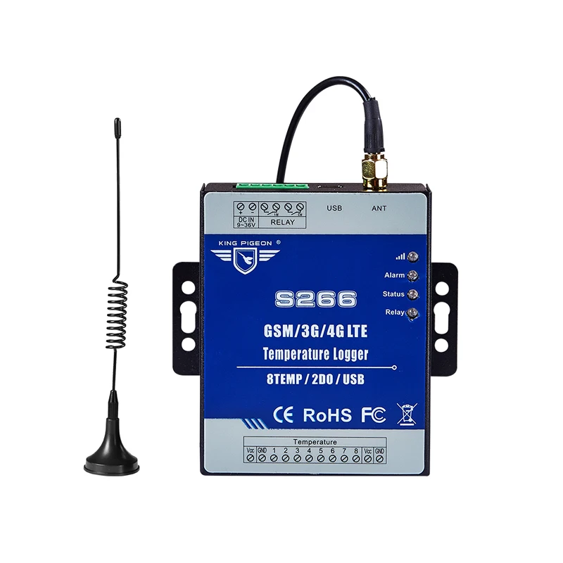 

Регистратор данных о температуре сотовой связи S266 3G 4G SMS IIOT RTU с поддержкой 8 температурных входов
