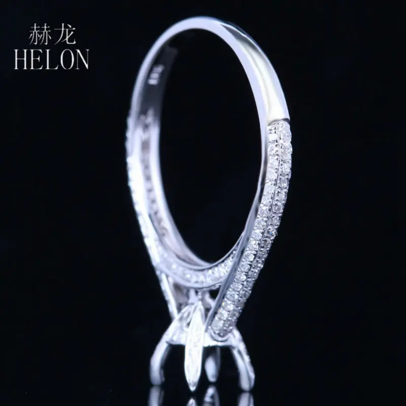 HELON, круглая форма, 6-7 мм, твердая, 14 к, белое золото, ПАВЕ, настоящие природные алмазы, помолвка, свадьба, хорошее ювелирное изделие, полукрепление, кольцо, установка
