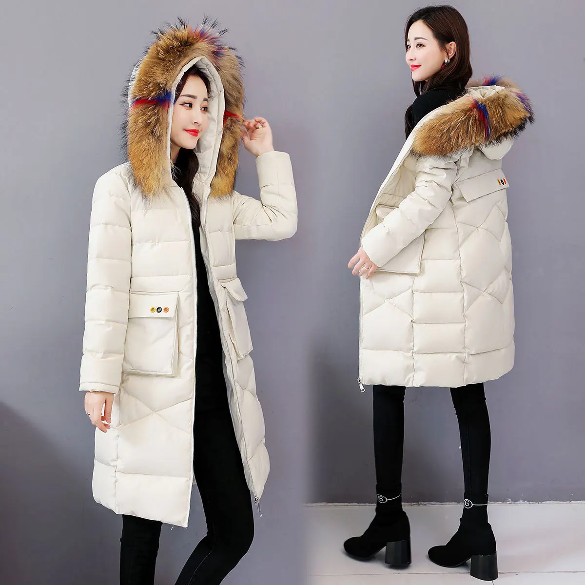 

Cotton-padded Jacket Women's Mid-length 2019 Winter New Style Thick Warmth Retention Material Clothes Korean-style Loose-Fit dow