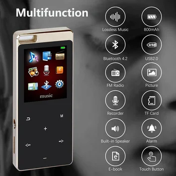 

MP3 Player Bluetooth 1.8 Inch FM Radio Portable Touching Button Ultra-thin Recorder DQ-Drop