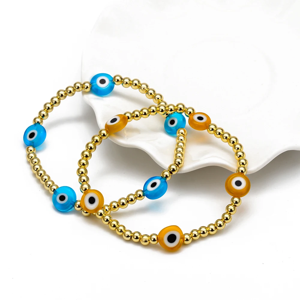 Lucky Eye Турецкий Дурной глаз браслет из бисера золотистые бусины разноцветный браслет регулируемые Ювелирные изделия Подарки для женщин Женский EY6576