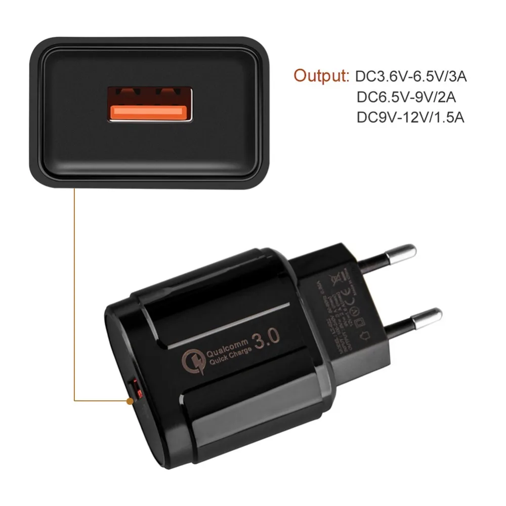 Универсальное зарядное устройство USB, адаптер для мобильного телефона, 5 В/3 А, штепсельная вилка ЕС, быстрая зарядка, QC 3,0, настенное зарядное устройство для Apple iPhone iPad samsung