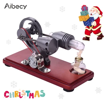 

Retro Style Hot Air Stirling Engine Motor Model Dollar Flywheel Design Educational Toy with Colorful LED Light String DIY