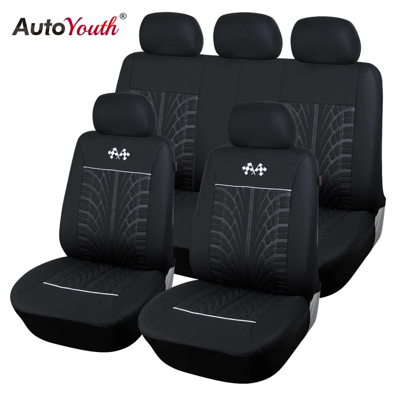 Чехлы На Сиденья Автомобиля AUTOYOUTH Универсальный Цвет Чёрный и Серый 9 Шт. Набор