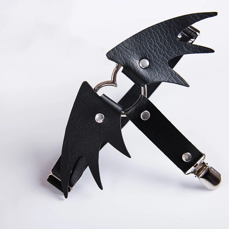 Женские кожаные чулки с поясом 1 шт. модные панк крыльями и сердечками