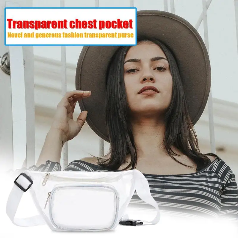 Прозрачные ПВХ поясные сумки для женщин девочек на молнии для телефона нагрудный ремень Фанни-пакеты