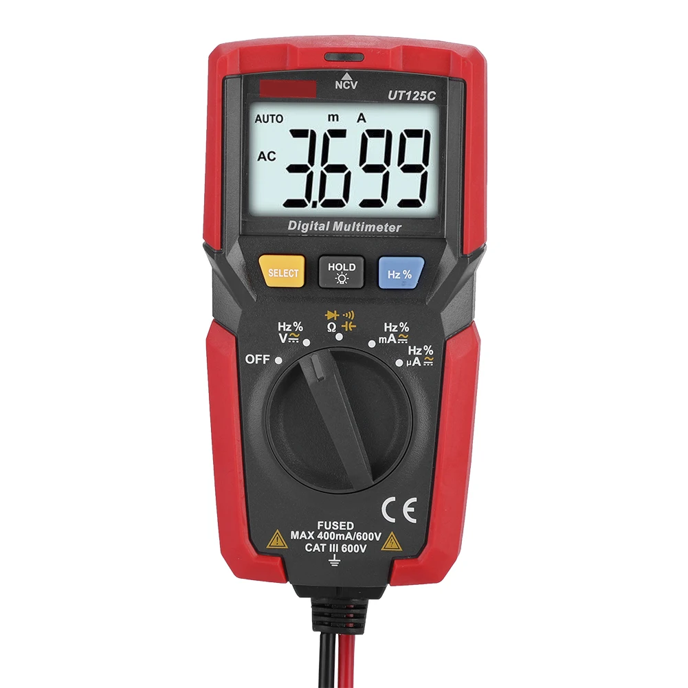 UT125C карманный цифровой мультиметр резистор конденсатор Частота Диод NCV тест низкого напряжения дисплей мультиметр