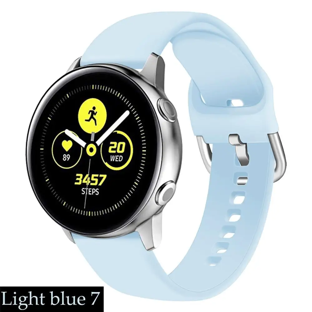 20 мм/22 мм ремешок для наручных часов для samsung Galaxy watch 46 мм/42 мм/Активный 2 ремень Шестерни S3/S2/спортивный силиконовый браслет huawei часы GT/S 3/2/46 - Цвет ремешка: light blue 7
