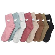 Хлопковые носки женские новые зимние толстые теплые носки женские новинки любовь сердце узор женские мягкие 8 цветов женские хлопковые носки