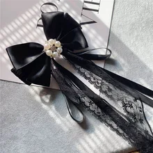 Broche vintage de pérola, gravata borboleta com laço, colarinho, laço, camisa, uniforme de faculdade, acessórios para mulheres, estudantes