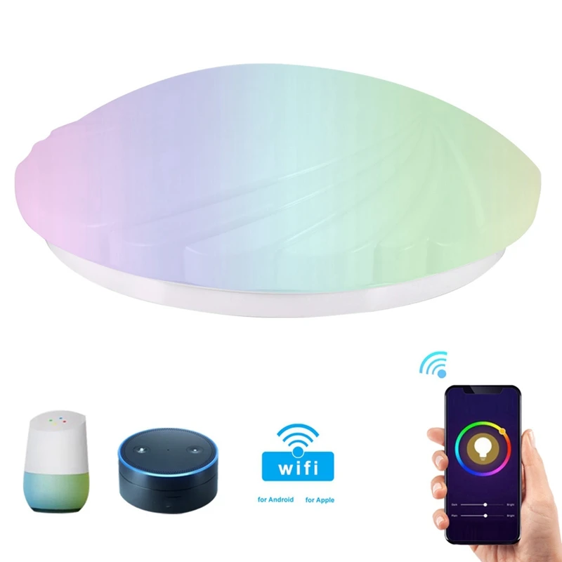 

60W Rgb Ceiling Light Round Smart Wifi Led Ceiling Light Lamp , Dimmable Color Changing Light Fixture Work for Amazon Alexa for