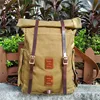 Waxed Canvas Backpack Hiking Camping Rucksack Men Trekking Large Laptop Bag 15 6 inches Vintage Leather Backpack 1