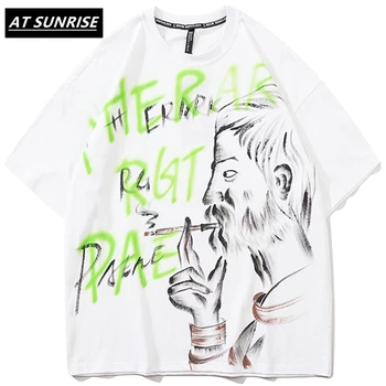 

Hand Painted Smoking Graffiti T Shirt Men Sweatshirt Hip Hop Short Sleeves Streetwear Casual Fashion Clothes Couples Cotton tops