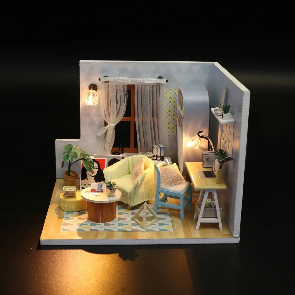 Миниатюрный деревянный кукольный домик Miniaturas кукольный дом мебель сборка 3d Diy кукольный домик головоломка игрушки для детей подарок на день рождения