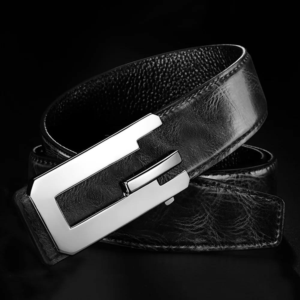 Black SliverBuckle FAJARINA Новое поступление дизайн хорошее качество коровья кожа гладкая пряжка для ремня настоящие ремни 3,3 см два цвета на выбор LUFJ857 - Цвет: Black SliverBuckle