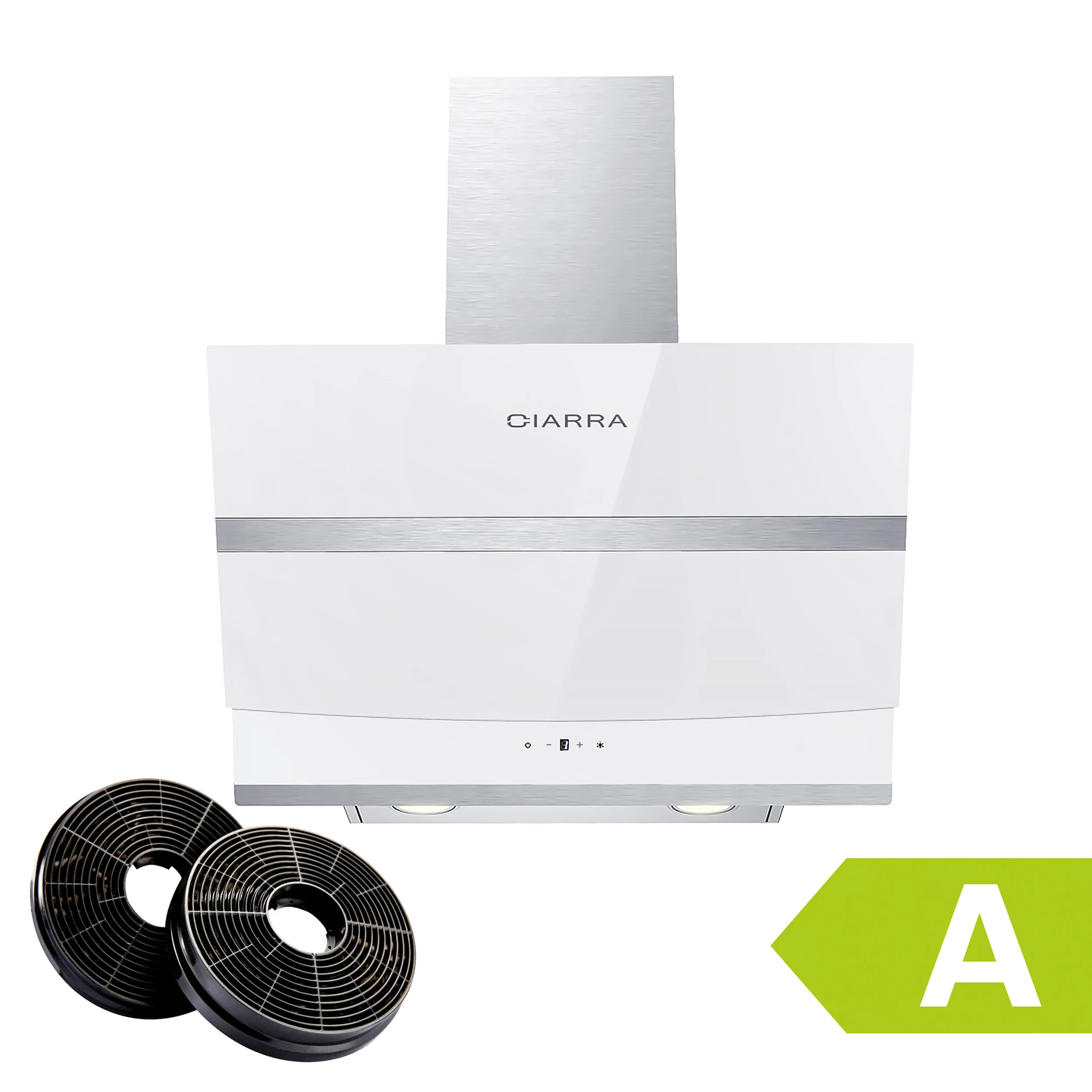 CIARRA CBCW6736N Campana extractora  Filtro de grasa de aluminio de acero inoxidable de 3 velocidades Campana extractora de pared blanca [Clase energética A]