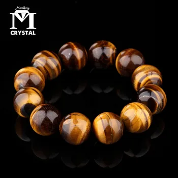 

14mm Natural Tigereye healing crystal Quartz Stone Streche Hand decoration Elastic Cord Pulserase Jewelry Beads man woman Gift