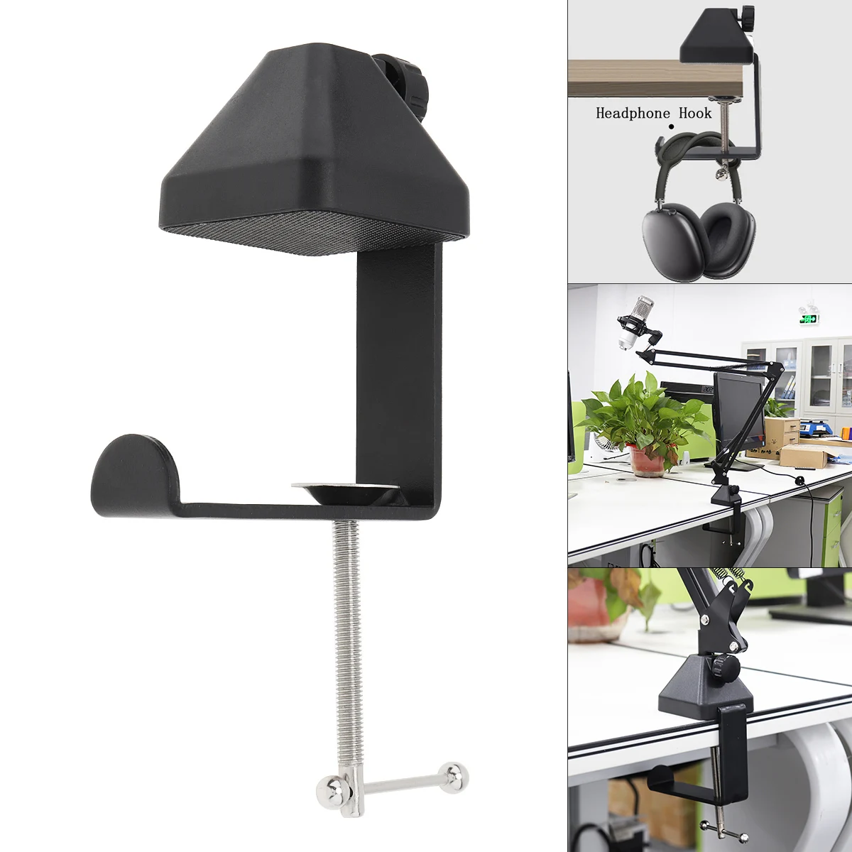 

Aluminum Alloy Bracket Clamp Clip Headphone Earphone Bracket Base Hook Desktop Clip Accessories for Live Microphone Desk Lamps