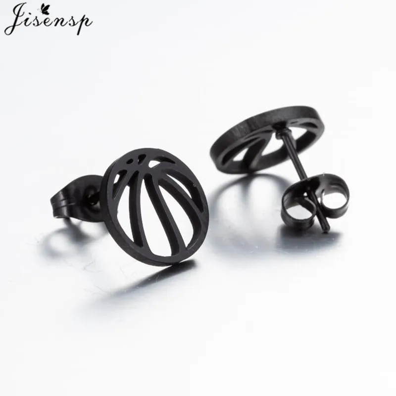Schwarze Punk-Edelstahl-Ohrringe für Damen, Mode 2025, Schmuck, geometrische Blatt-, Kreis-, Herz-Ohrstecker, Piercing, Pendientes, Geschenk – Detail 30