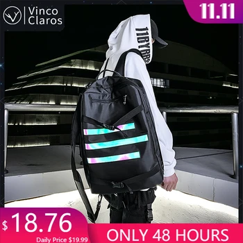 

Multi-purpose Trendy Men Backpack Colorful Reflective Design Backpack for School Teenagers Hip Hop Youth Travel Backpacks Unisex