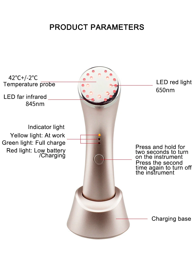 3-в-1far инфракрасный свет красный нагревательный инструмент для красоты нагревательный ионтофорез теплый массаж ремонт коллаген улучшает уход за кожей Инструмент