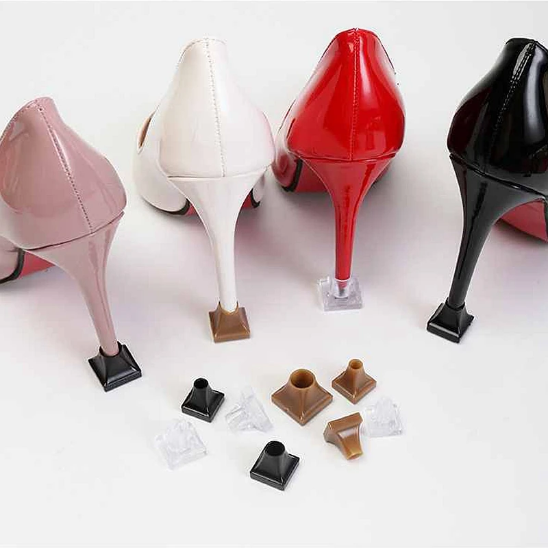 2Pcs Woman High heels Shoe Covers Square TPU/PVC Material Soft Damping