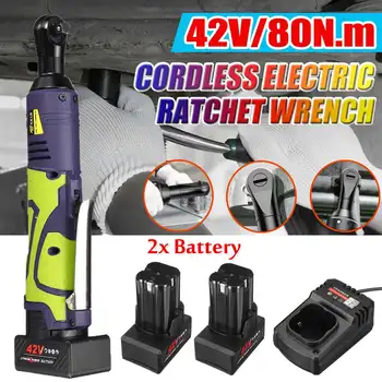 

Rechargeable Electric Cordless Wrench Kit 80Nm Electric Ratchet Wrench Power Tools Car Repair Tool 42V Lithium-Ion Battery