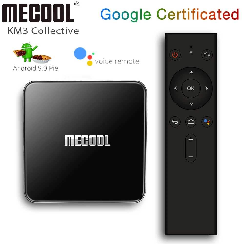 MECOOL KM3 коллективный Android 9,0 ТВ-приставка Google Сертифицированный смарт-ТВ-приставка Amlogic S905X2 4GB 64GB 4K 2,4G/5G Wifi телеприставка