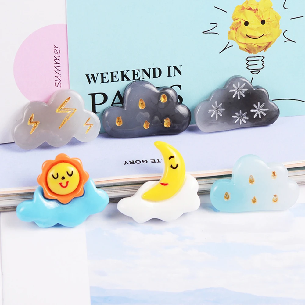 

10 Pcs Resin Cartoon Sun Moon Cloud Slime Mud Clay Charm Filling Accessories Kids Toy Hair Accessories Handmade DIY Accessories