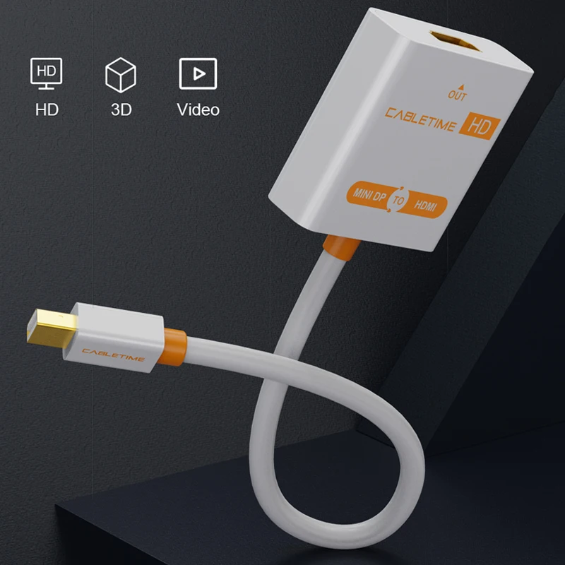Переходник Cabletime Mini DisplayPort HDMI M/F Thunderbolt DP кабель для MacBook Pro Air iMac 1080p проектора