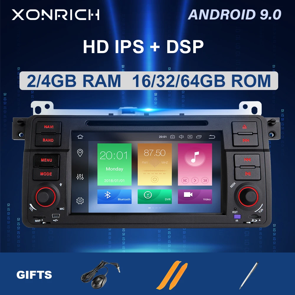 DSP 8 Core AutoRadio 1 Din Android 9 Car Multimedia For BMW E46 M3 318/320/325/330/335 Rover 75Coupe Navigation GPS Audio 4+64GB