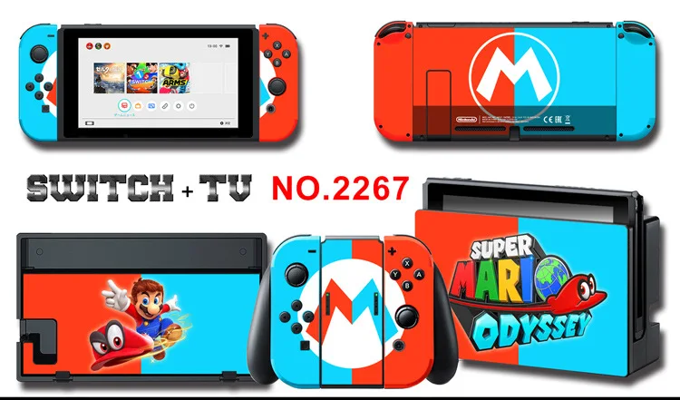 1set New Cute Anime Full Body Sticker for NS Switch Protective Cover Skin Colorful Art for Game Console Joy-Con Controller Decor