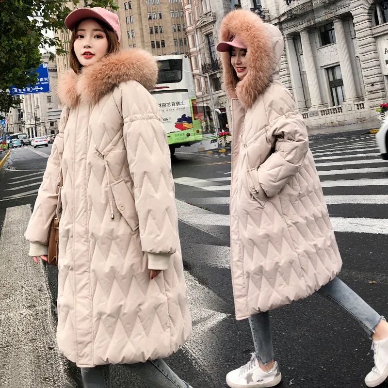 

2019 Winter Large Fur Collar down Jacket Cotton-padded Clothes Women's Mid-length Thick Cotton-padded Jacket Korean-style Studen